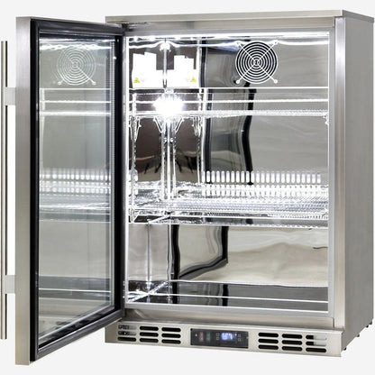 Rhino Stainless Steel 1 Heated Glass Door Bar Fridge With Low Energy Consumption - Left Hinged SG1L-HD