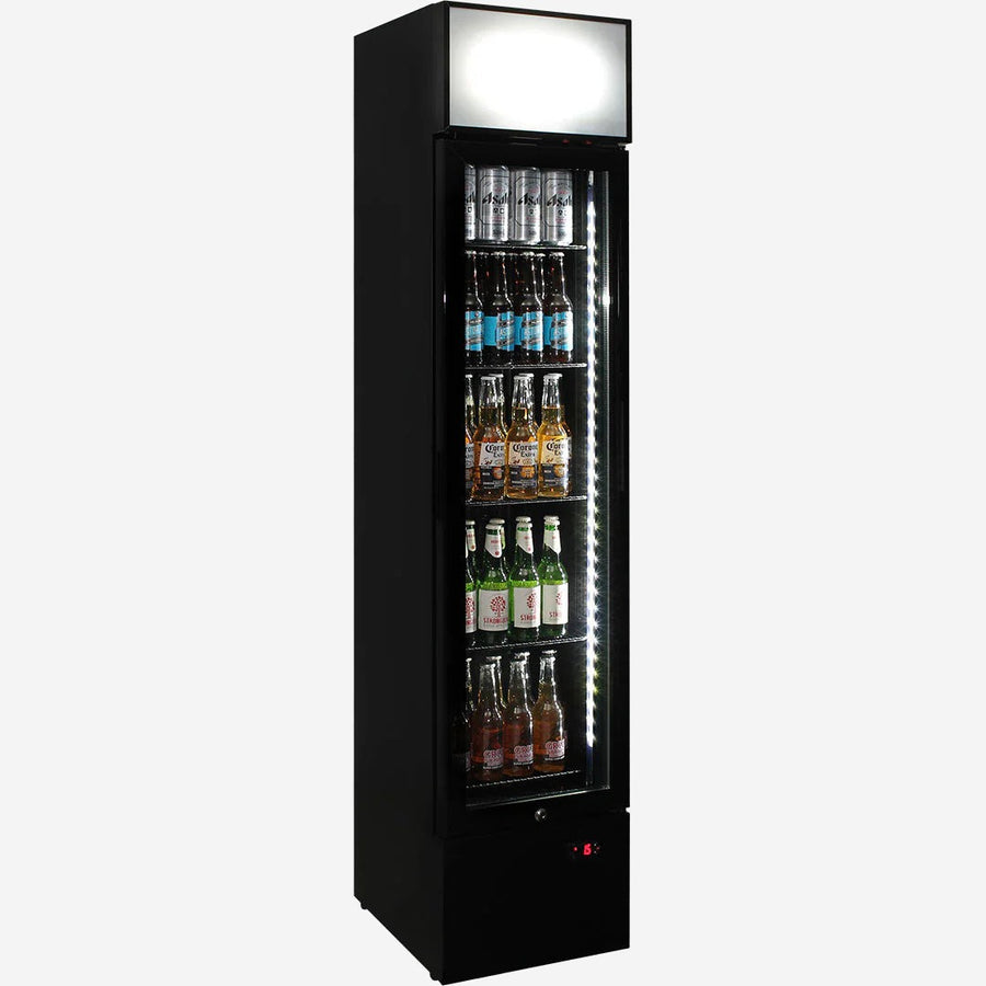 Schmick Skinny Upright Glass Door Bar Fridge Triple Glazed LOW E Glass. Lock And Brand Parts - Model SS-P160FA