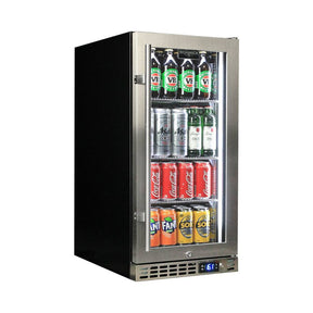 Schmick Black Quiet Running Front Venting Under Bench Triple Glazed Stainless Steel Glass Door Bar Fridge - Model SK92R-SS