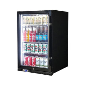 Schmick Black Quiet Front Venting Under Bench Heated Glass Door Bar Fridge Model SK146L-B-HD (ON BACK ORDER END SEPT)