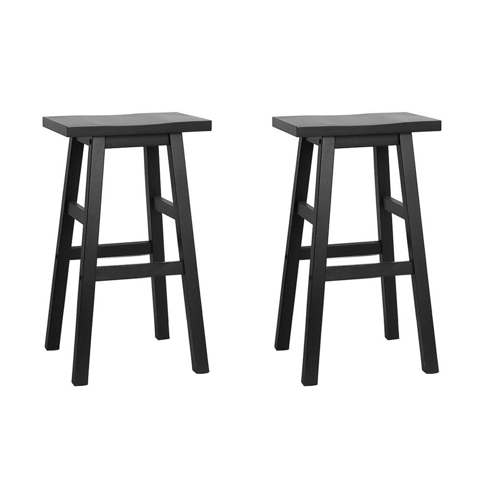 Artiss Set of 2 Beech Wood Bar Stools - Black