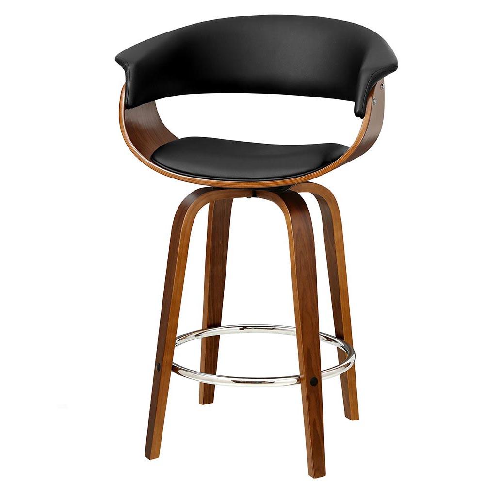 Artiss Swivel PU Leather Bar Stool - Wood and Black