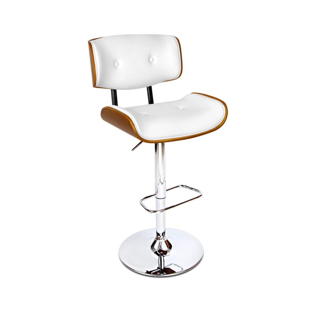 Artiss Wooden Gas Lift Bar Stool - White and Chrome