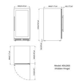 1200mm Height Upright LOW-E Glass Door Dual Zone Wine Fridge