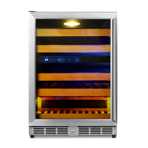 Stainless Steel Under Bench Dual Zone Glass Door Wine Fridge 152 Litre - Model KB50DX-SS 5-Year Warranty (+199) / Right Hand Hinge