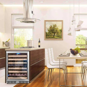 Stainless Steel Under Bench Dual Zone Glass Door Wine Fridge 152 Litre - Model KB50DX-SS 5-Year Warranty (+199) / Right Hand Hinge