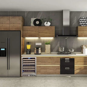 Stainless Steel Under Bench Dual Zone Glass Door Wine Fridge 152 Litre - Model KB50DX-SS 5-Year Warranty (+199) / Right Hand Hinge