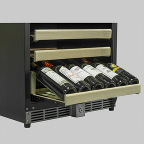 Stainless Steel Under Bench Dual Zone Glass Door Wine Fridge 152 Litre - Model KB50DX-SS 5-Year Warranty (+199) / Right Hand Hinge