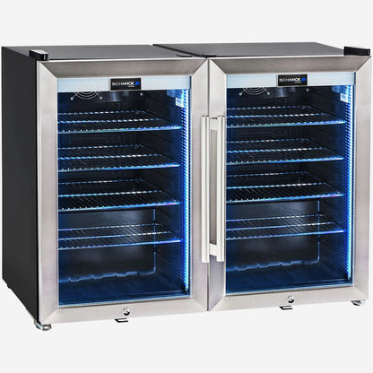 Schmick Tropical Triple Glazed Outdoor 2 Glass Door Alfresco Bar Fridge 140Litre HUS-SC70-SS-COMBO