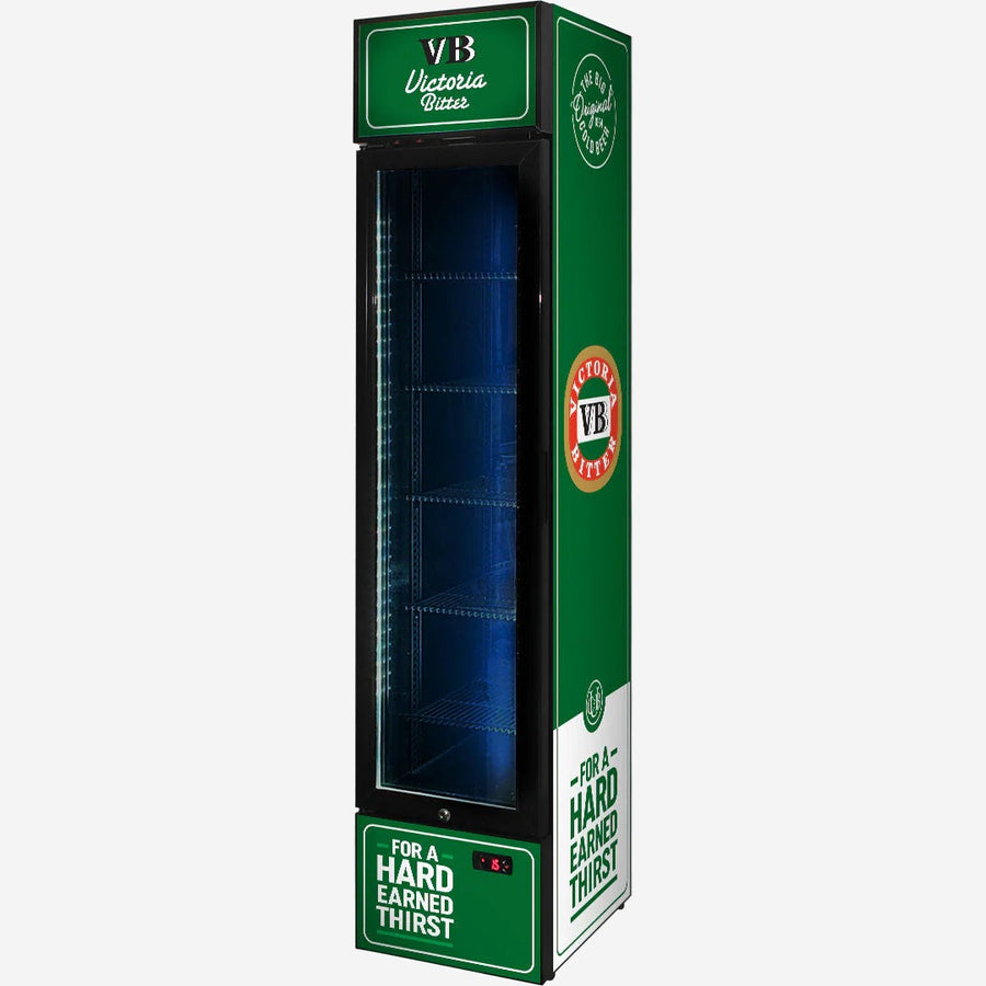 Victoria Bitter Original Branded Skinny Upright Bar Fridge 2YRS Parts /Labour