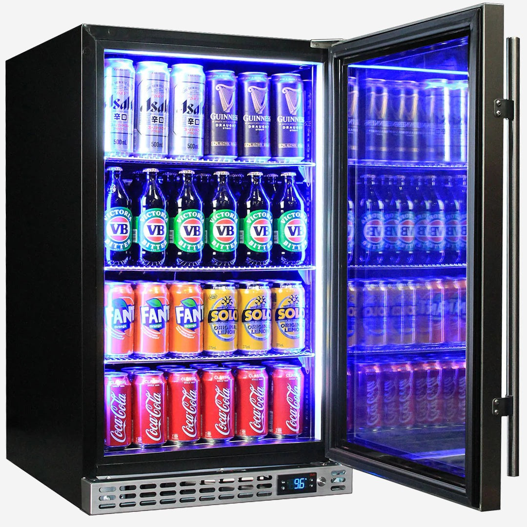 Schmick Quiet Running Front Venting Under Bench Glass Door Bar Fridge Heated Glass Model SK126R-HD
