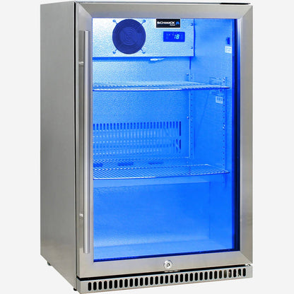 Schmick 304 Stainless Steel Bar Fridge Tropical Rated With Heated Glass and Triple Glazing 1 Door Model SK118R-SS