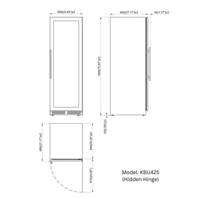 1800mm Height Upright Low-E Glass Door Dual Zone Wine Fridge