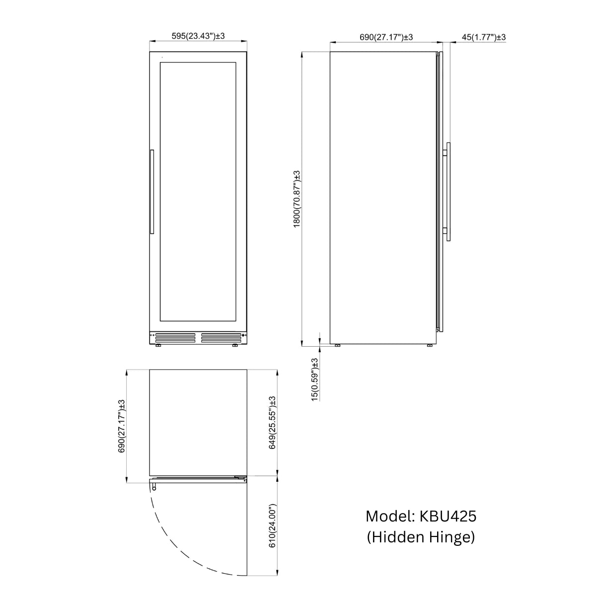 1800mm Height Upright Low-E Glass Door Single Zone Wine Fridge