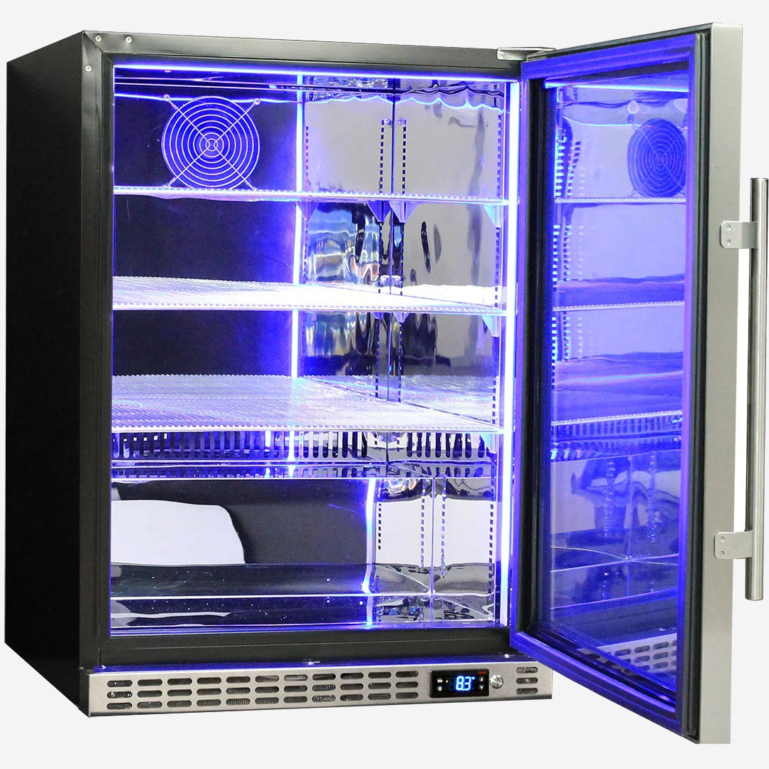Schmick Quiet Running Front Venting Under Bench Glass Door Bar Fridge Heated Glass Model SK156R-HD