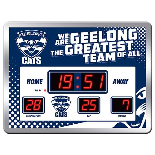 Geelong Cats AFL Aussie Rules Glass SCOREBOARD LED Clock