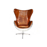 Admiral Brown Leather and Aluminium Egg Chair