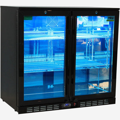Rhino Night Club Commercial Multi Light Coloured Black 2 Door Bar Fridge