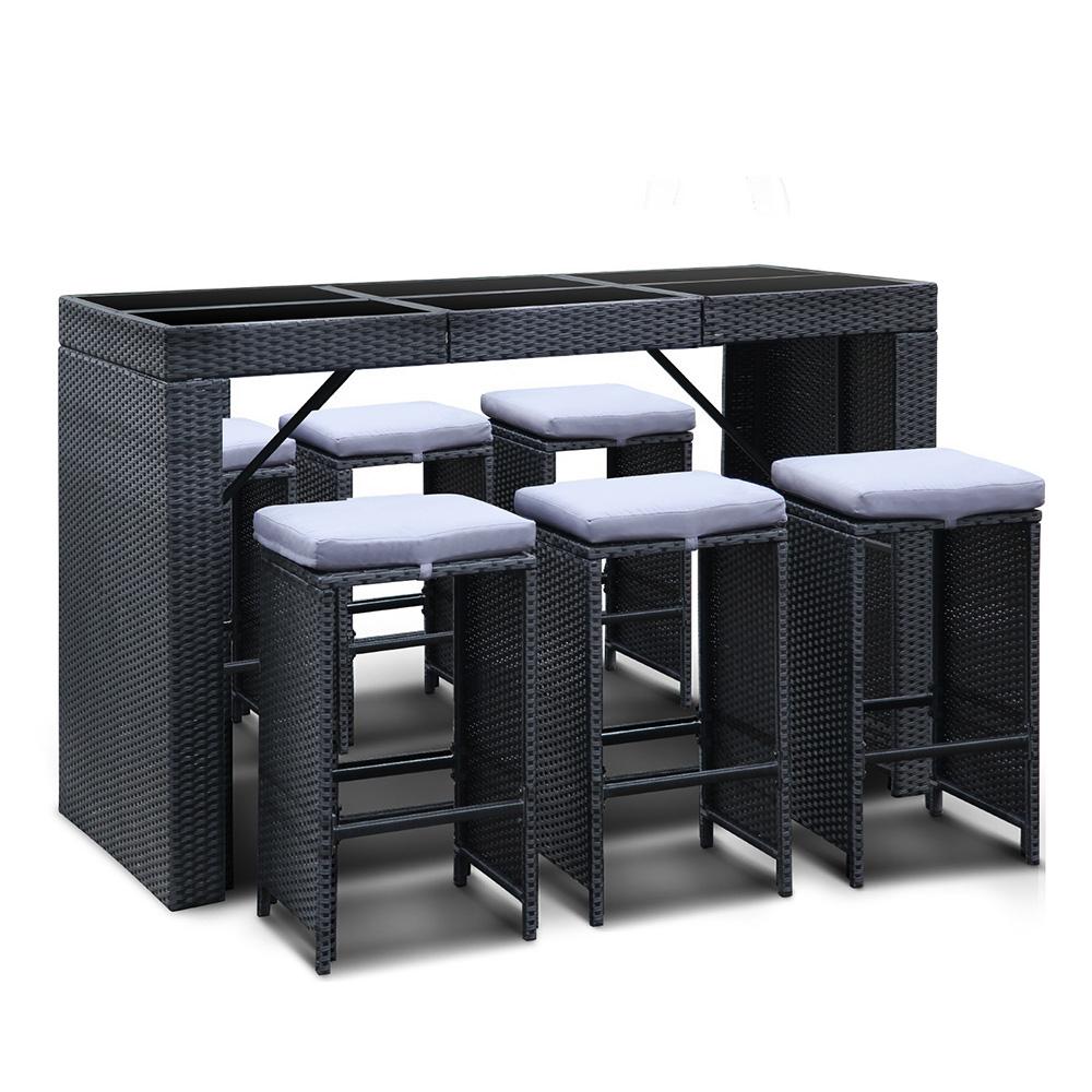 Gardeon 7 Piece Outdoor Dining Table Set - Black