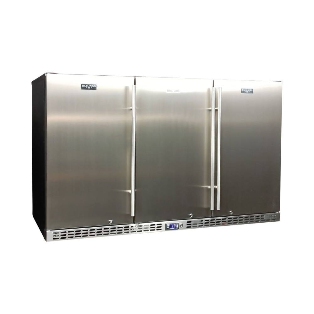 Schmick 3 Door Quiet Running Solid Stainless Steel Door Bar Fridge Model SK386-SD