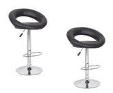 2x Black PU Leather Circular Kitchen Bar Stools