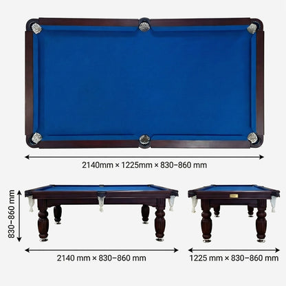 Solid Oak 7ft Slate Pool Table - Walnut Frame/Blue Felt (SHIPS IN 1 WEEK)
