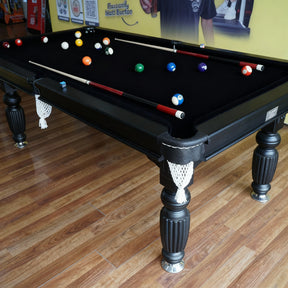 Solid Oak 7ft Slate Pool Table - Black Frame/Black Felt
