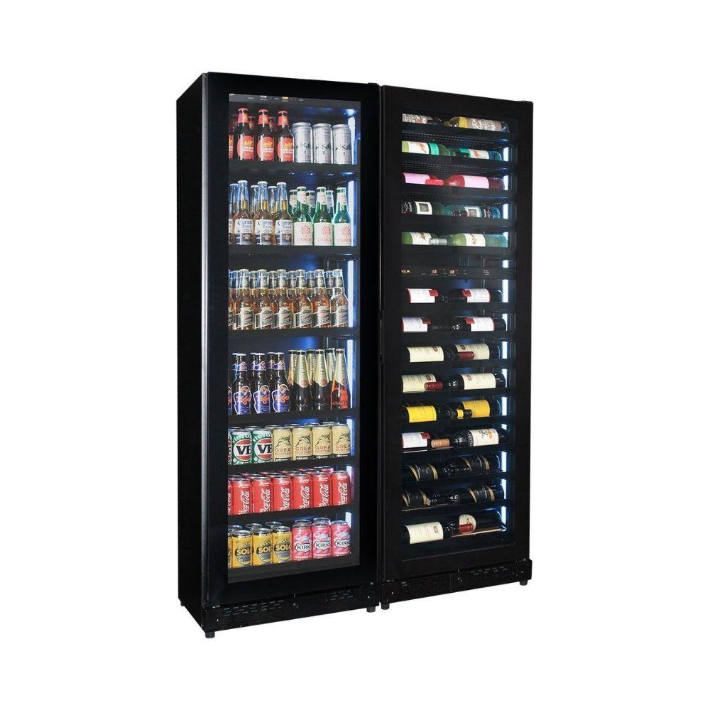 Upright Slim Depth Quiet Running Glass Front 3 Zone Beer And Wine Fridge With 5 x LED Colour Option