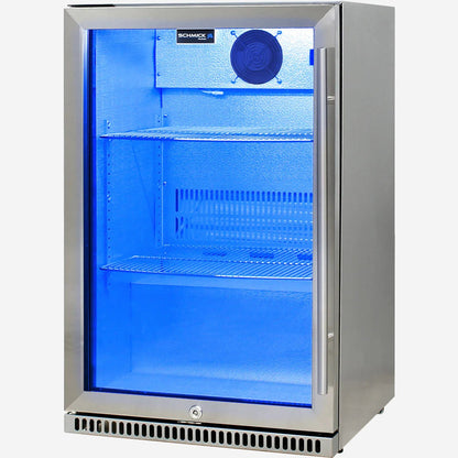 Schmick 304 Stainless Steel Bar Fridge Tropical Rated With Heated Glass and Triple Glazing Model SK118L-SS