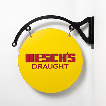 Resch's Draught 400mm double-sided round metal sign