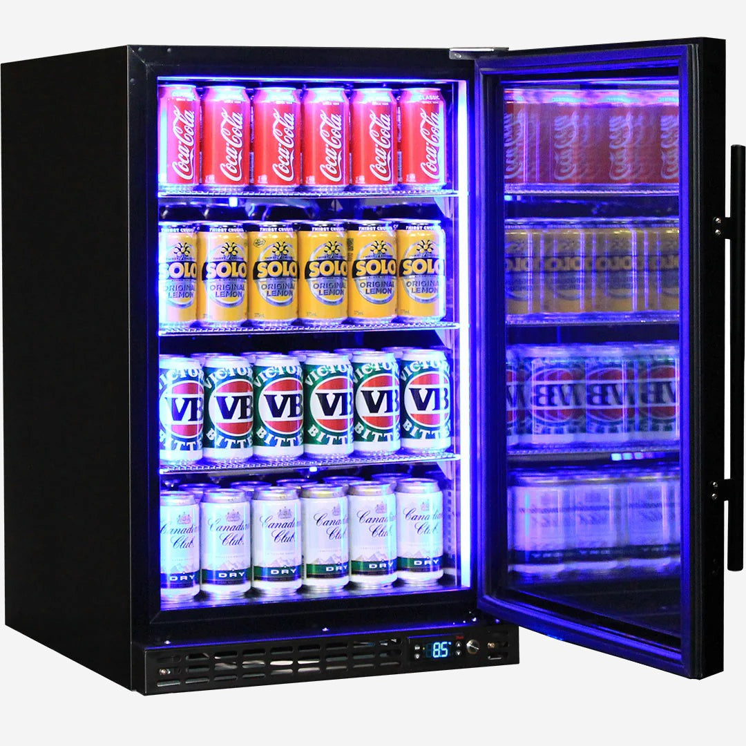 Schmick Quiet Running Front Venting Under Bench Heated Glass Door Bar Fridge - Model SK116R-B-HD [ON BACK ORDER MID JULY]