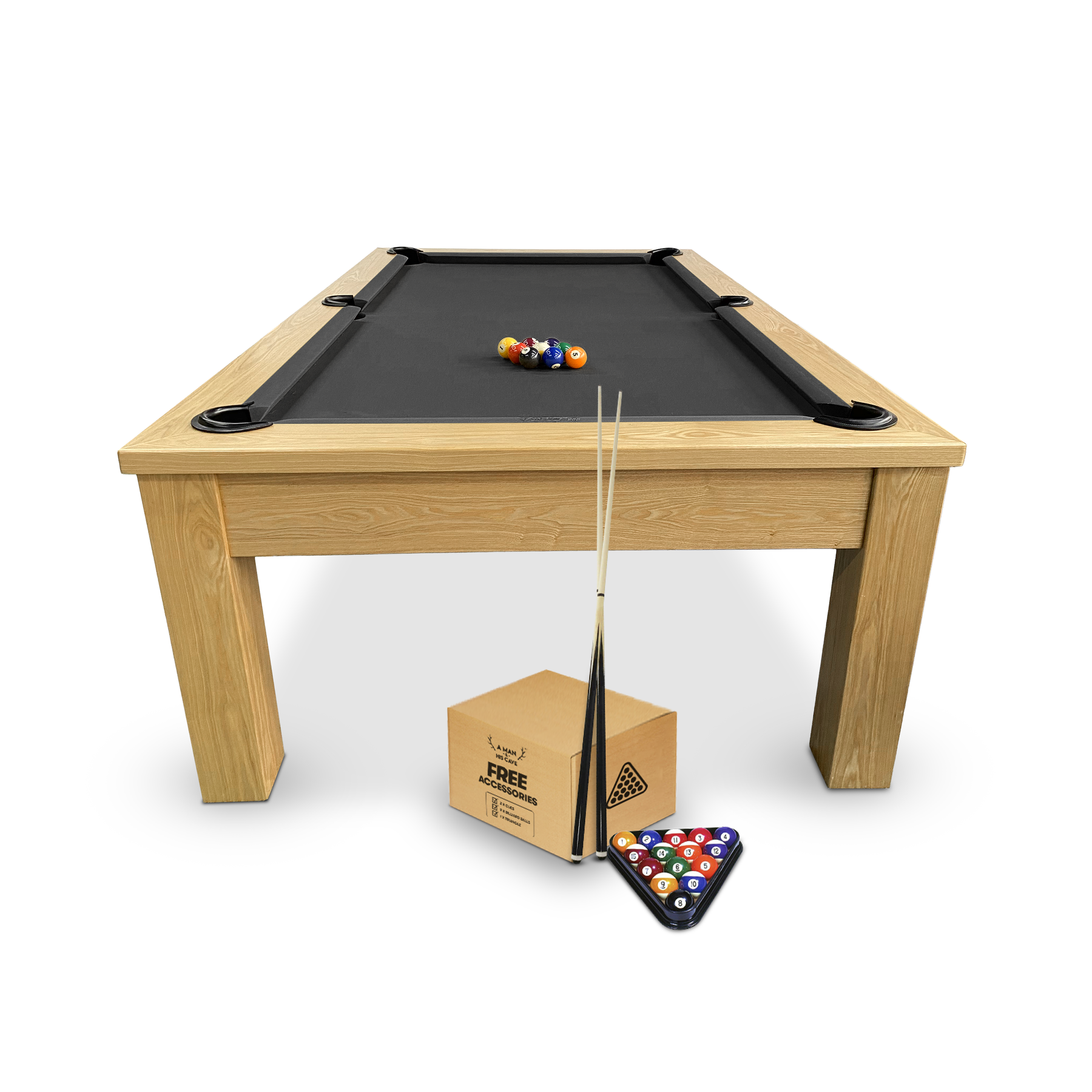 7ft Timber Dining Pool Table - Black Felt [ON BACKORDER FOR LATE OCT]