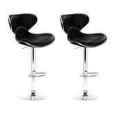 Artiss Set of 2 Bar Stools PU Leather Gas Lift - Black