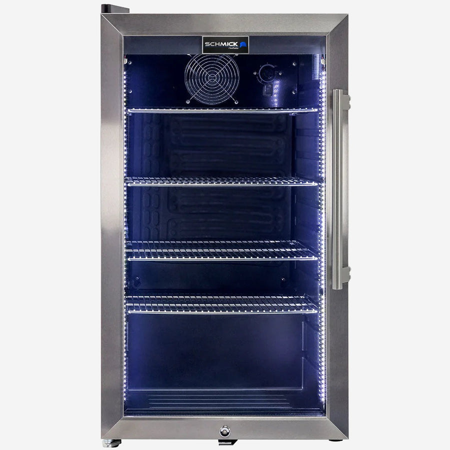 Schmick Outdoor Triple Glazed Alfresco Bar Fridge With Led Strip Lights. Lock and LOW E Glass. Indoor use also perfect! - Model HUS-SC88L-SS