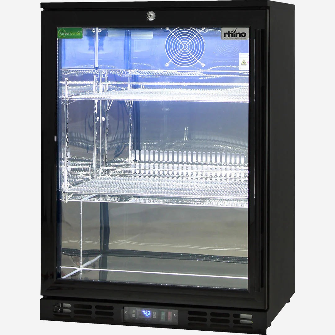 Black Commercial Glass 1 Door Bar Fridge Energy Efficient LG Compressor