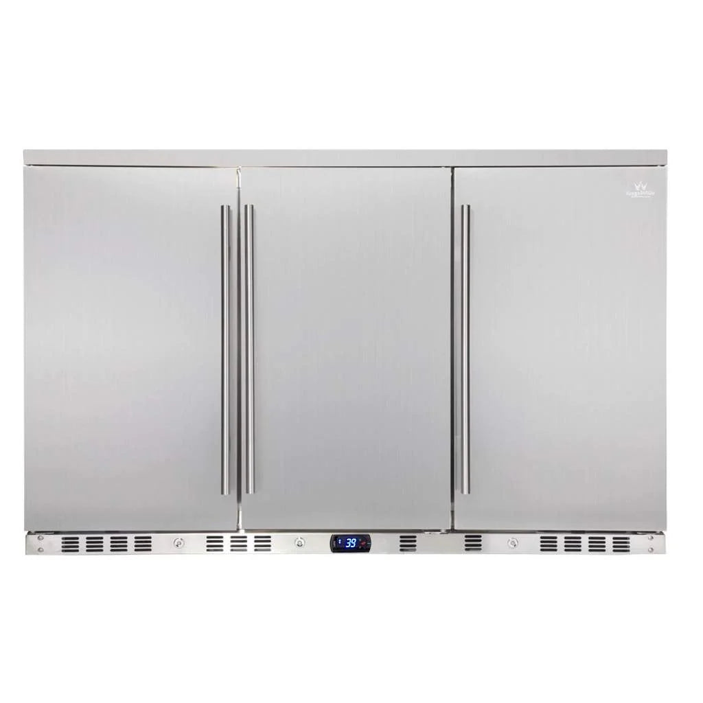 3-Door Under Bench Beverage Fridge, Outdoor Solid Door