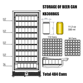 308 Litre Upright Glass Door Bar Fridge