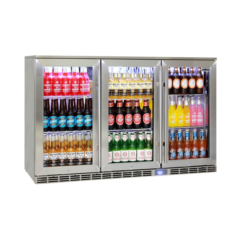 Rhino Glass 3 Door Alfresco Outdoor Bar Fridge All Stainless Energy Efficient Alfresco 330L