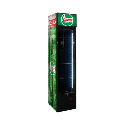 Castrol - Fuel Pump Branded Skinny Upright Bar Fridge