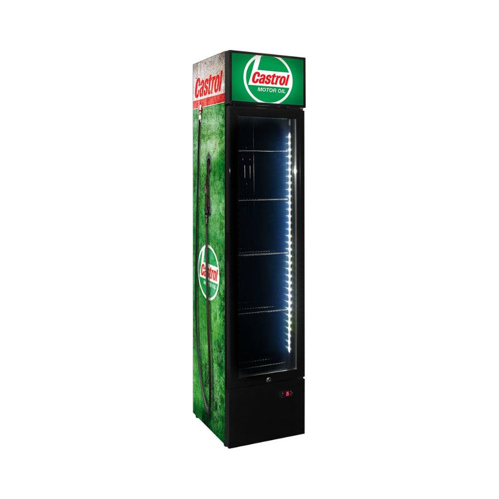 Castrol - Fuel Pump Branded Skinny Upright Bar Fridge