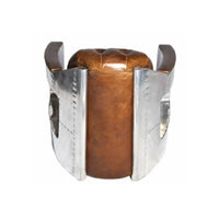 Regal Aviator Aluminium and Brown Leather Chesterfield Club Armchair