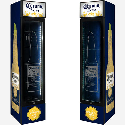 Corona Branded Skinny Upright Bar Fridge
