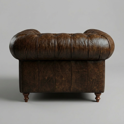 Winston Classic Vintage Leather Chesterfield lounge chair – Cigar Brown