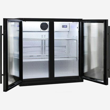Schmick Black Bar Fridge 2 Door With Heated Glass and Triple Glazing Model SK190-B