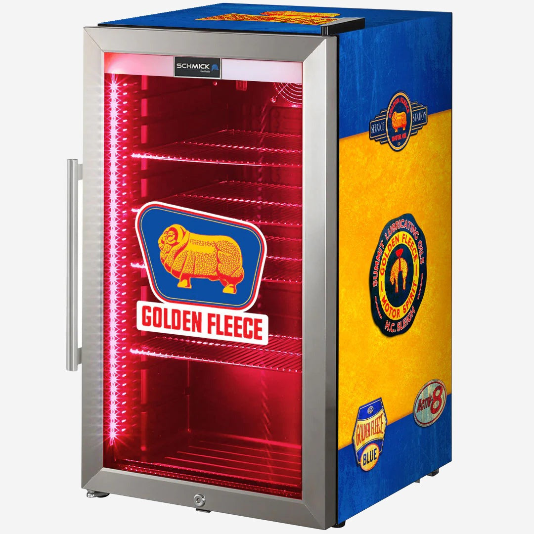 Schmick Vintage Fuel Pump Triple Glazed Alfresco Bar Fridge With LED Strip Lights