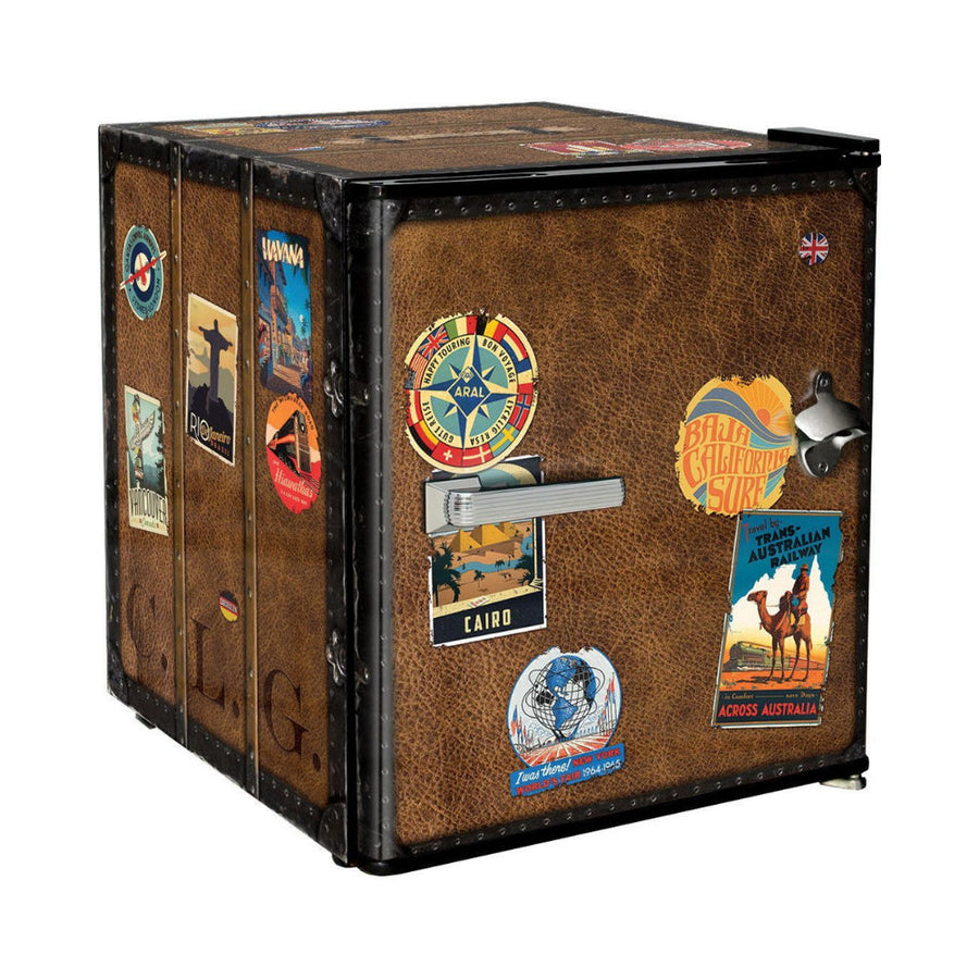 Funky Luggage Case Design Vintage Mini Bar Fridge With Handle And Opener - Add Your Own Initials