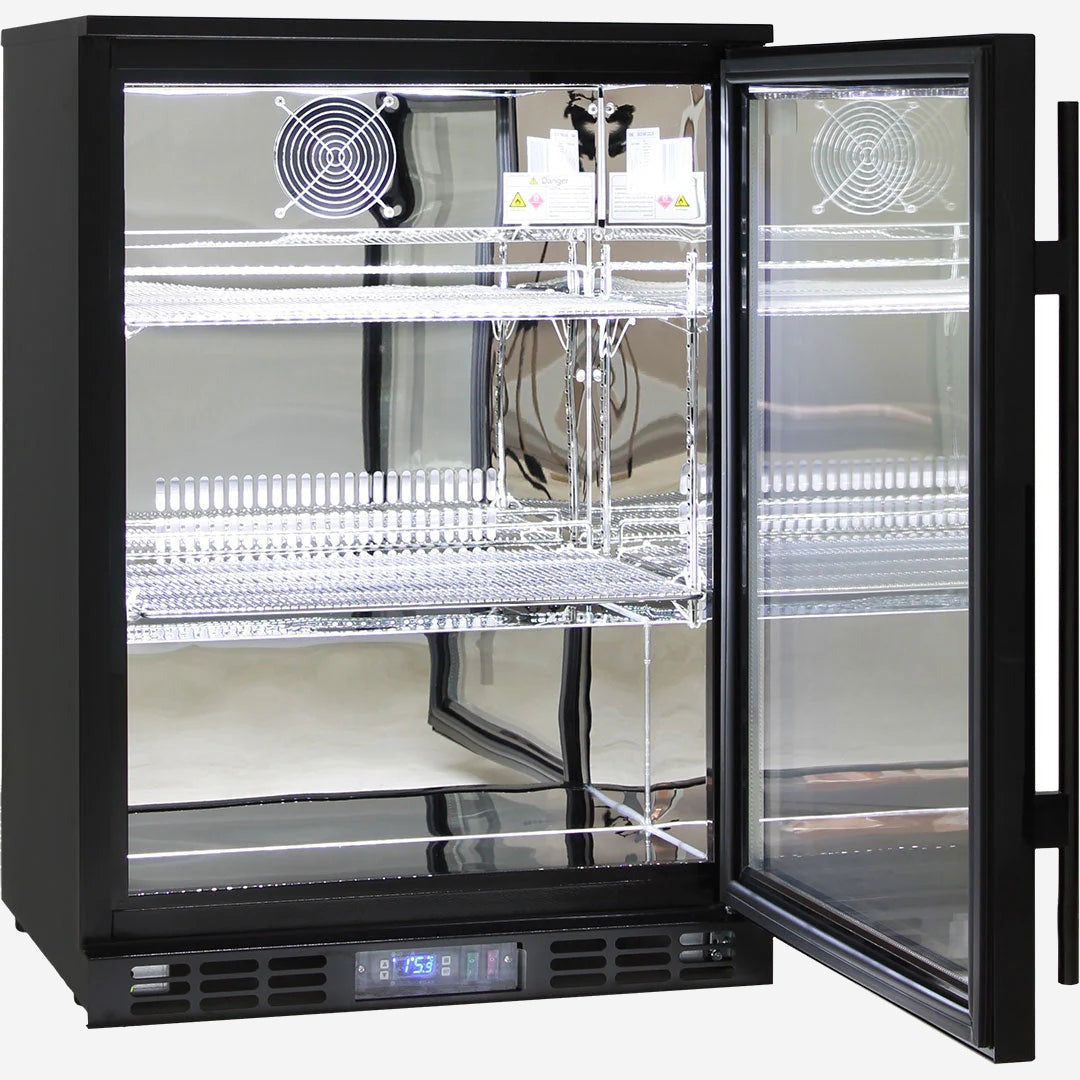 Black Commercial Glass Door Bar Fridge Energy Efficient Rhino