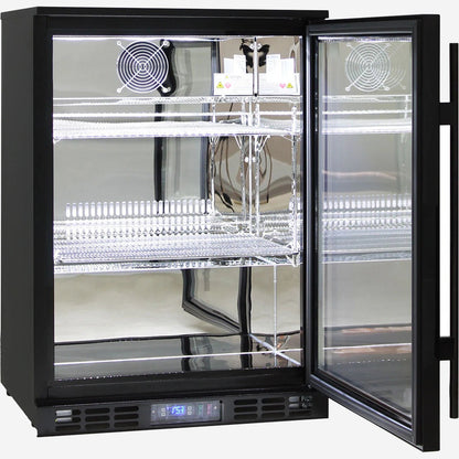 Black Commercial Glass Door Bar Fridge Energy Efficient Rhino