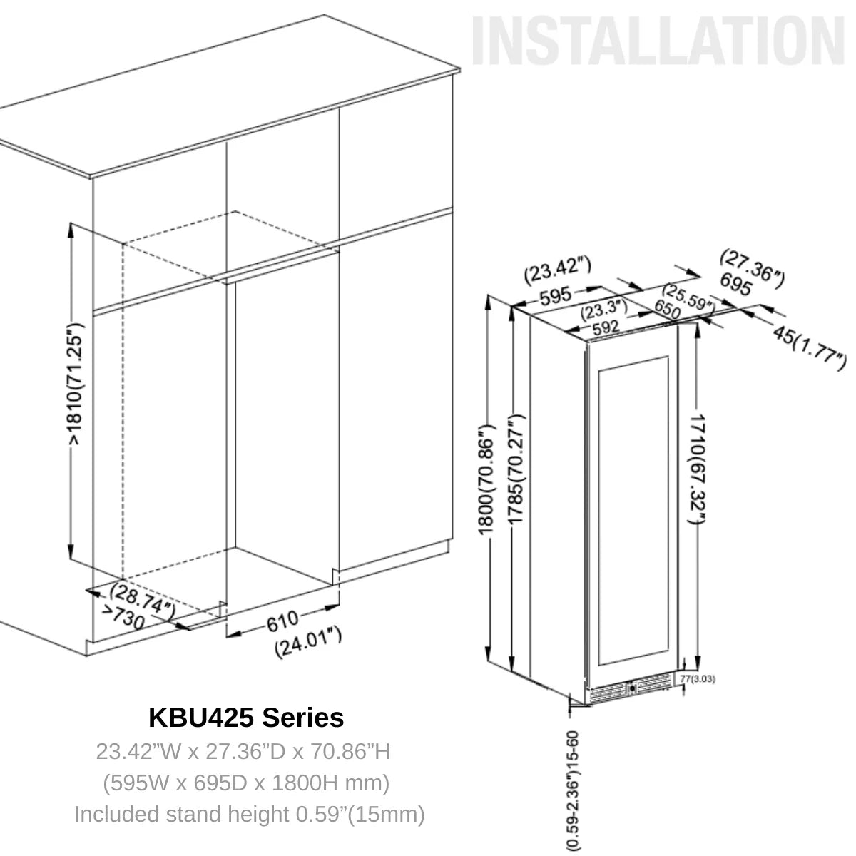 425 Litre Upright Low-E Glass Door Bar Refrigerator