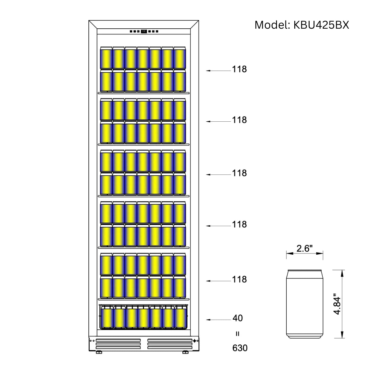 425 Litre Upright Low-E Glass Door Bar Refrigerator